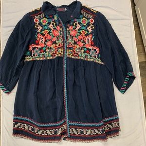 Johnny Was long boho button blouse size medium
